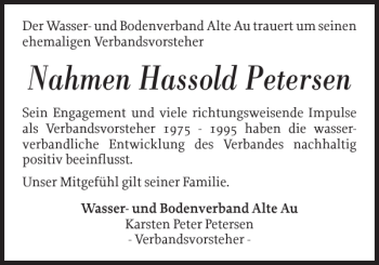 Traueranzeige von Hassold Petersen von Nordfriesland Tageblatt