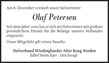 Traueranzeige von Olaf Petersen von Nordfriesland Tageblatt