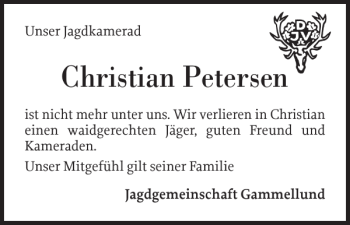 Traueranzeige von Christian Petersen von Schleswiger Nachrichten