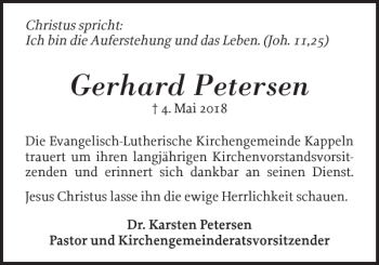 Traueranzeige von Gerhard Petersen von Schlei-Bote