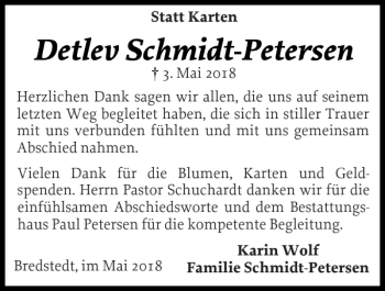 Traueranzeige von Karin Wolf Schmidt Petersen von Husumer Nachrichten