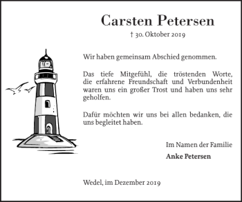 Traueranzeige von Carsten Petersen von Wedel-Schulauer Tageblatt