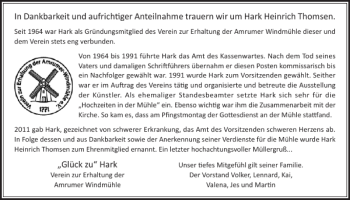 Traueranzeige von In Dankbarkeit und aufrichtiger Anteilnahme trauern wir um Hark Heinrich Thomsen  von Der Insel-Bote