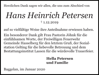 Traueranzeige von Hans Heinrich Petersen von Schlei-Bote