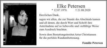Traueranzeige von Elke Petersen von Nordfriesland Tageblatt