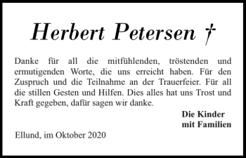 Traueranzeige von Herbert Petersen von Flensburger Tageblatt