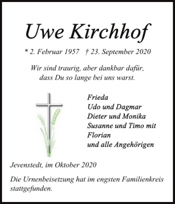Traueranzeige von Jevenstedt im so lange im stattgefunden  von Landeszeitung