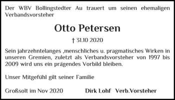 Traueranzeige von Otto Petersen von Flensburger Tageblatt