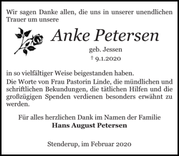 Traueranzeige von Anke Petersen von Flensburger Tageblatt