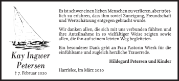 Traueranzeige von Kay Ingwer Petersen von Flensburger Tageblatt