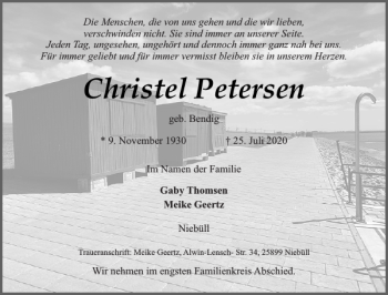 Traueranzeige von Christel Petersen von Husumer Nachrichten