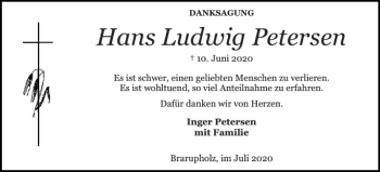 Traueranzeige von Hans Ludwig Petersen von Schlei-Bote