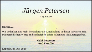 Traueranzeige von Jürgen Petersen von Schlei-Bote
