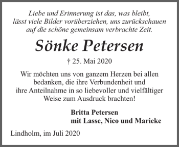 Traueranzeige von Sönke Petersen von Flensburger Tageblatt
