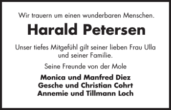 Traueranzeige von Harald Petersen von Flensburger Tageblatt