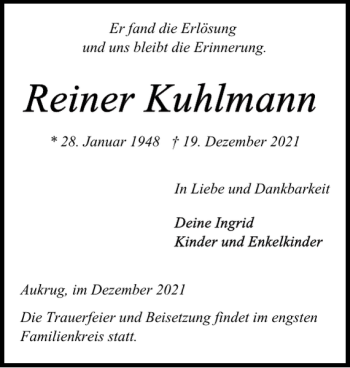 Traueranzeige von Er und und Aukrug im und im  von Landeszeitung
