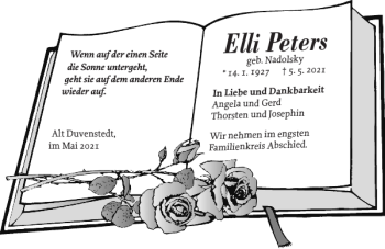 Traueranzeige von Elli Peters von Landeszeitung