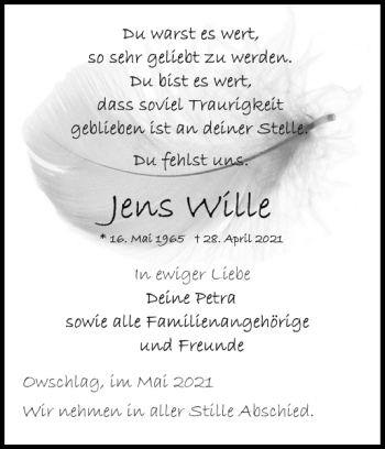 Traueranzeige von Owschlag im Mai von Landeszeitung