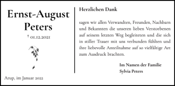 Traueranzeige von Ernst-August Peters von Schleswiger Nachrichten