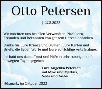 Traueranzeige von Otto Petersen von Schlei-Bote