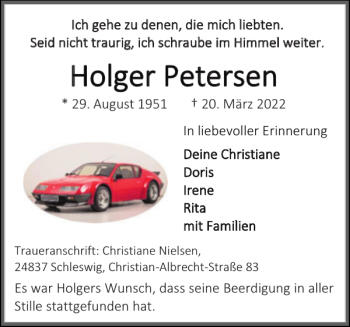 Traueranzeige von Holger Petersen von Schleswiger Nachrichten