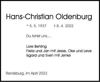 Traueranzeige von uns. Rendsburg im April von Landeszeitung