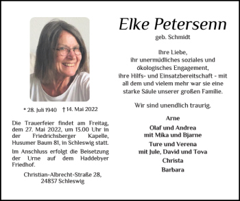 Traueranzeige von Elke Petersenn von Schleswiger Nachrichten