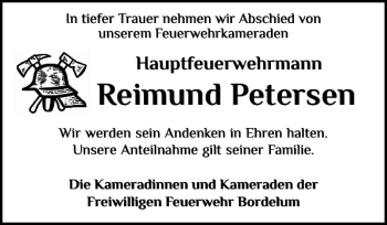 Traueranzeige von Reimund Petersen von Husumer Nachrichten