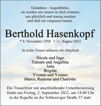 Traueranzeige von Freitag um der an der Schleswiger  von Eckernförder Zeitung