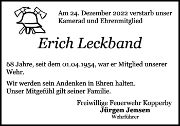 Traueranzeige von Erich Leckband von Schlei-Bote