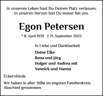 Traueranzeige von Egon Petersen von Eckernförder Zeitung