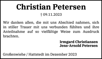 Traueranzeige von Christian Petersen von Flensburger Tageblatt
