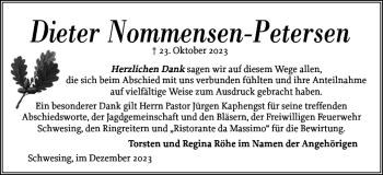 Traueranzeige von Dieter Nommensen-Petersen von Husumer Nachrichten