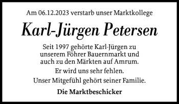Traueranzeige von Karl-Jürgen Petersen von Der Insel-Bote