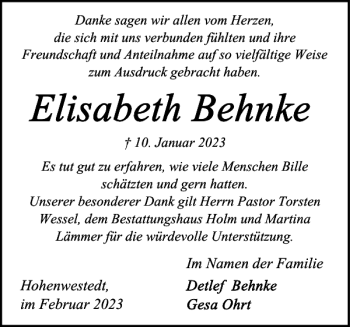Traueranzeige von Hohenwestedt im Im der von Landeszeitung
