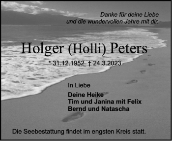 Traueranzeige von Holger Peters von Holsteinischer Courier