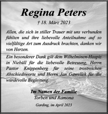 Traueranzeige von Regina Peters von Husumer Nachrichten