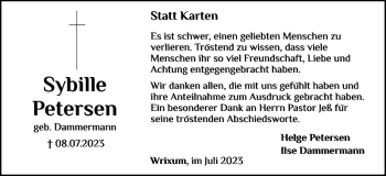 Traueranzeige von Sybille Petersen von Der Insel-Bote