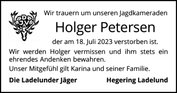 Traueranzeige von Holger Petersen von Nordfriesland Tageblatt
