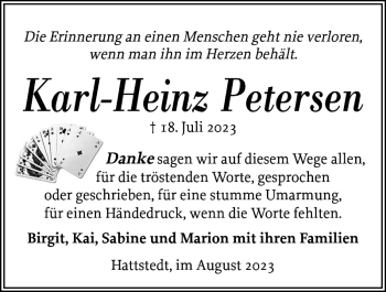 Traueranzeige von Karl-Heinz Petersen von Husumer Nachrichten