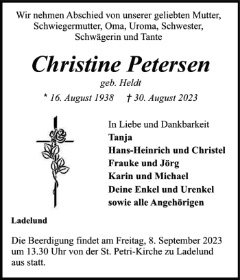 Traueranzeige von Christine Petersen von Nordfriesland Tageblatt