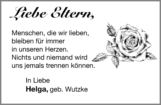 Traueranzeige von Eltern  von Stormaner Tageblatt