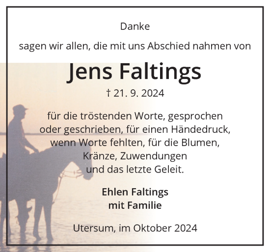 Traueranzeige von Jens Faltings von Der Insel-Bote