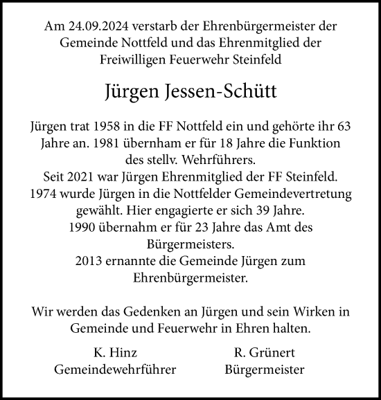 Traueranzeige von Jürgen Jessen-Schütt von Schleswiger Nachrichten, Schlei-Bote
