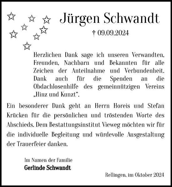 Traueranzeige von Jürgen Schwandt von Region Pinneberg und tip Pinneberg