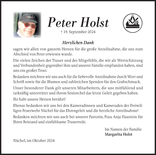 Traueranzeige von Peter Holst von Ostholsteiner Anzeiger