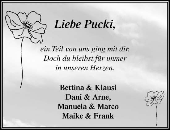 Traueranzeige von Pucki  von Stormaner Tageblatt