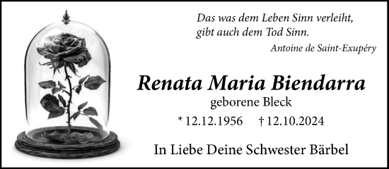 Traueranzeige von Renata Maria Biendarra von Stormaner Tageblatt