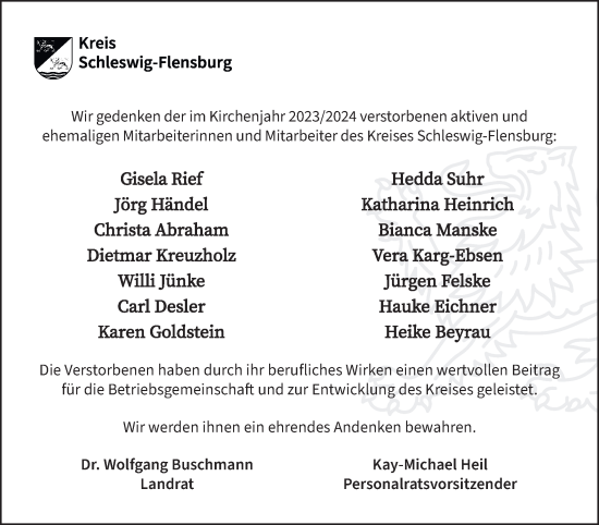 Traueranzeige von Im Gedenken 2024  von Flensburger Tageblatt
