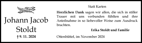 Traueranzeige von Johann Jacob Stoldt von Norddeutsche Rundschau, Wilstersche Zeitung, Glückstädter Fortuna